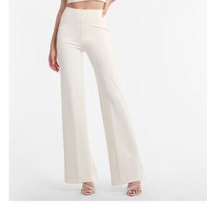 Express Body Contour off white super high rise wide leg pants